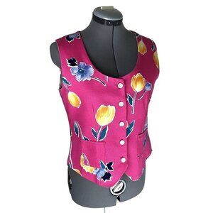 Saddle Ridge Vest, Women's Medium, Vintage's 60's, Hot Pink Floral Barbie